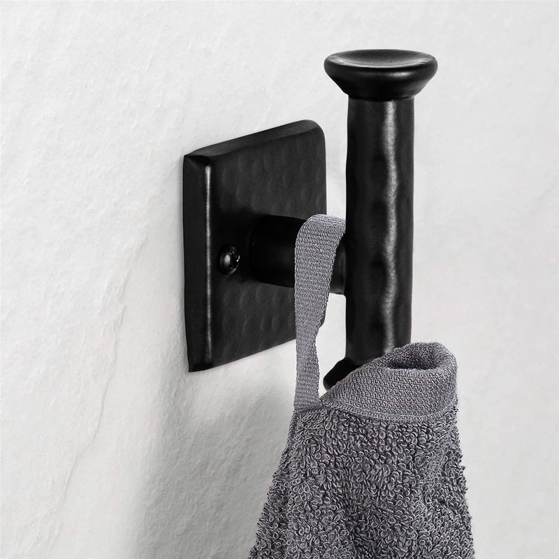 Monarch Abode Towel Hooks for Bathrooms â€“ 2 Pack 3-inch Hand Hammered Metal Matte Black Hook, Wall Mounted Bathroom Hooks for Towels, Support up to 11 lbs Bath Robe Hook, Towel Hanger for Bathroom - Image 2